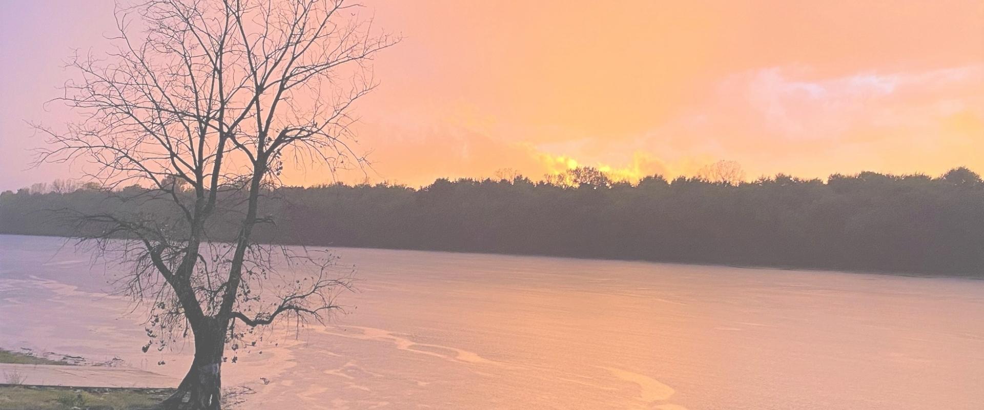 image of lake and trees bank of bluffs